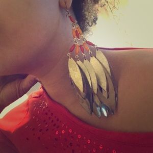 Metal Feather Earings